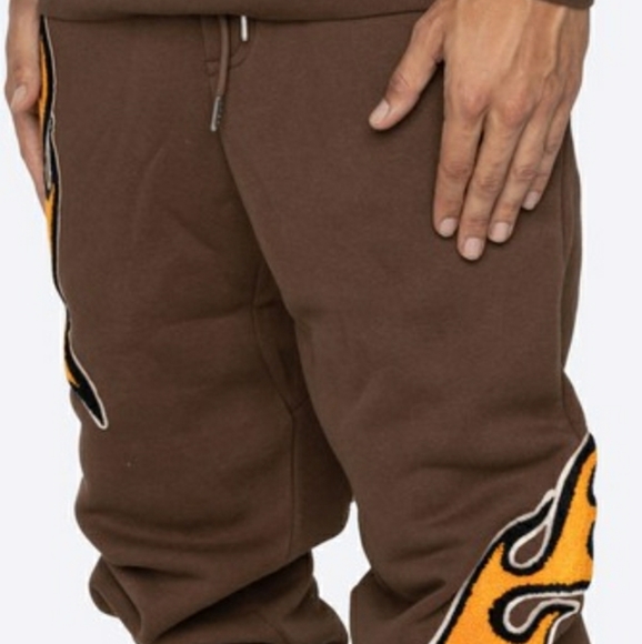 Brown NU Flame Sweatpants - Picture 1 of 2